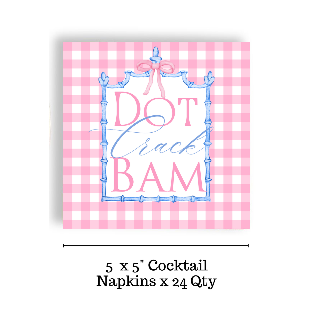 Dot Crack Bam--Mahjong Pink Plaid 24ct Cocktail Napkin Separates (3ply)