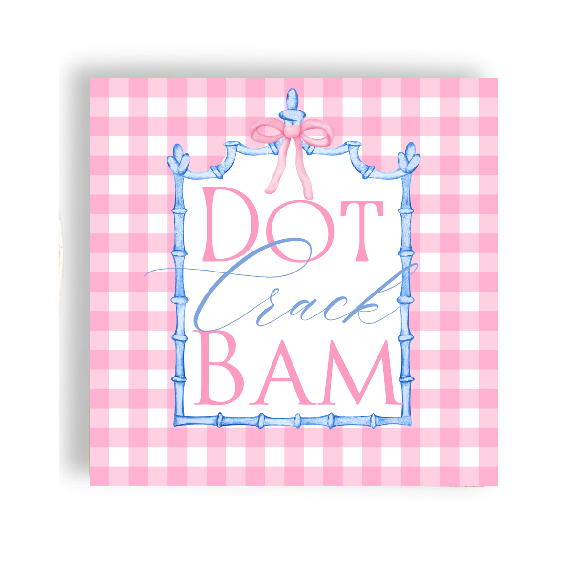 Dot Crack Bam--Mahjong Pink Plaid 24ct Cocktail Napkin Separates (3ply)