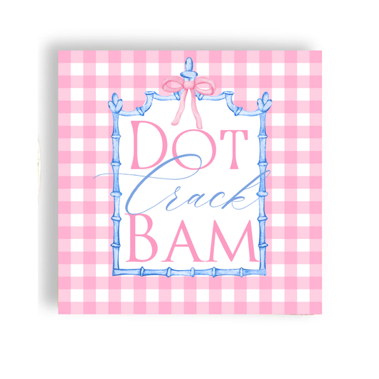 Dot Crack Bam--Mahjong Pink Plaid 24ct Cocktail Napkin Separates (3ply)