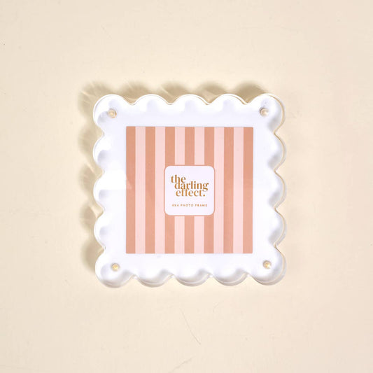 Square Scalloped Acrylic Picture Frame–White