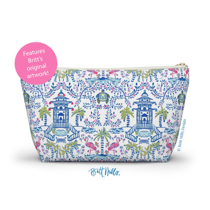 Britt Mills Mahjong Tile Pouch: Preppy Cheetah (Pink)