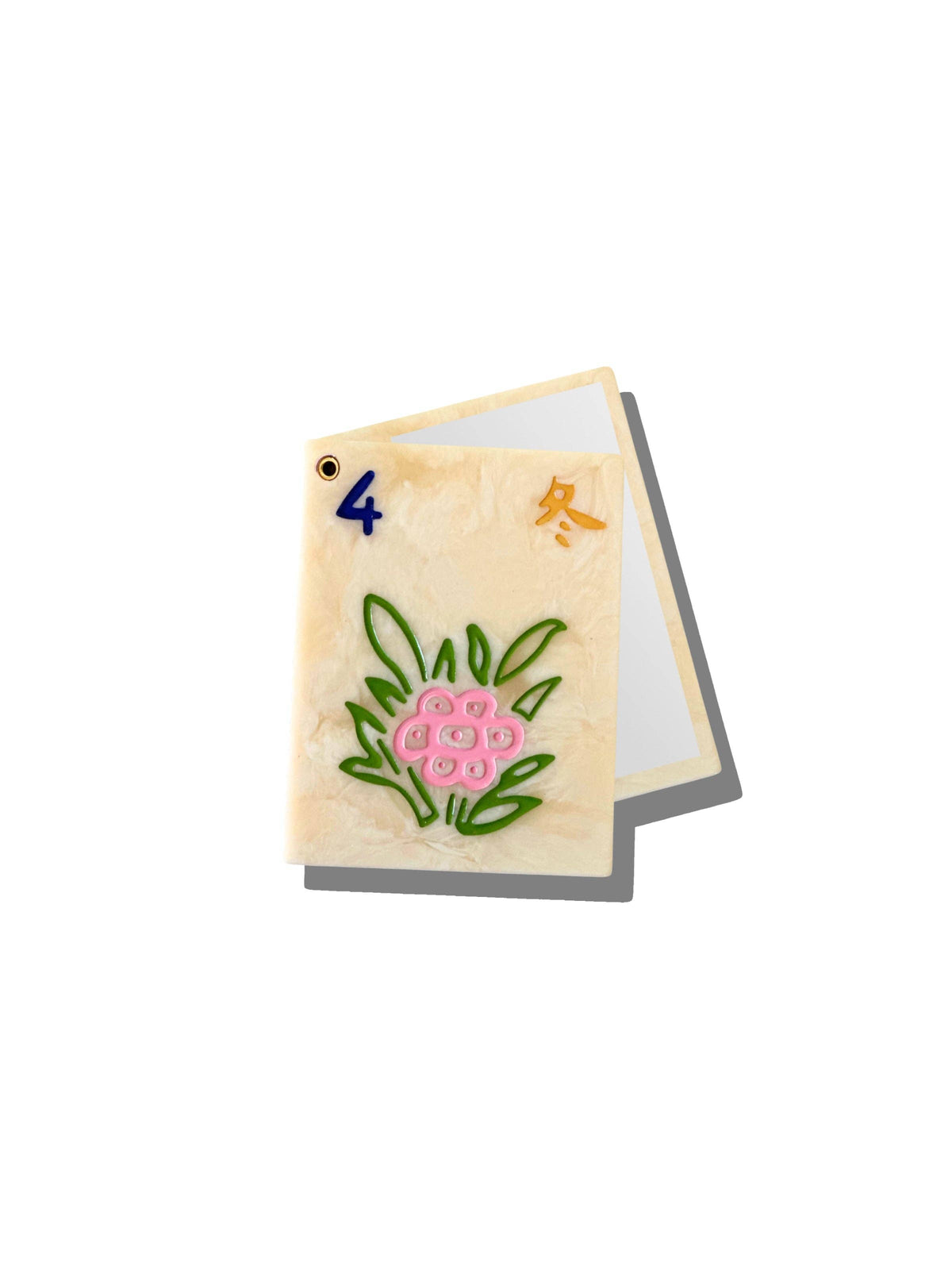 Hand-Painted Flower Mahjong Compact Mirror