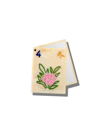 Hand-Painted Flower Mahjong Compact Mirror