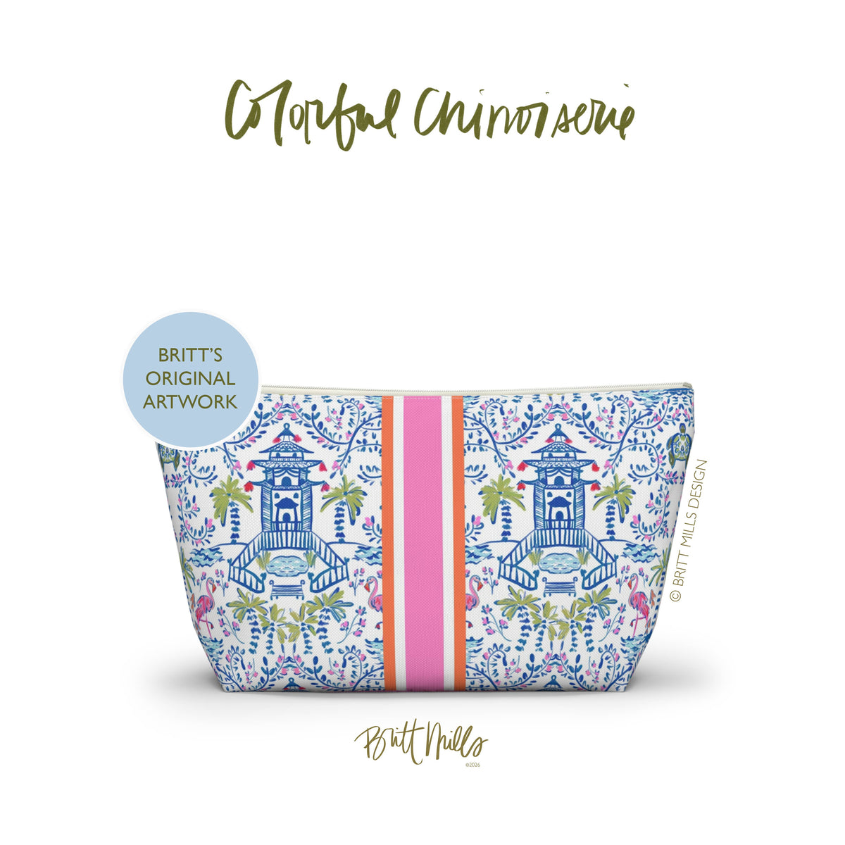 Britt Mills Mahjong Tile Pouch: Cheetah Dance